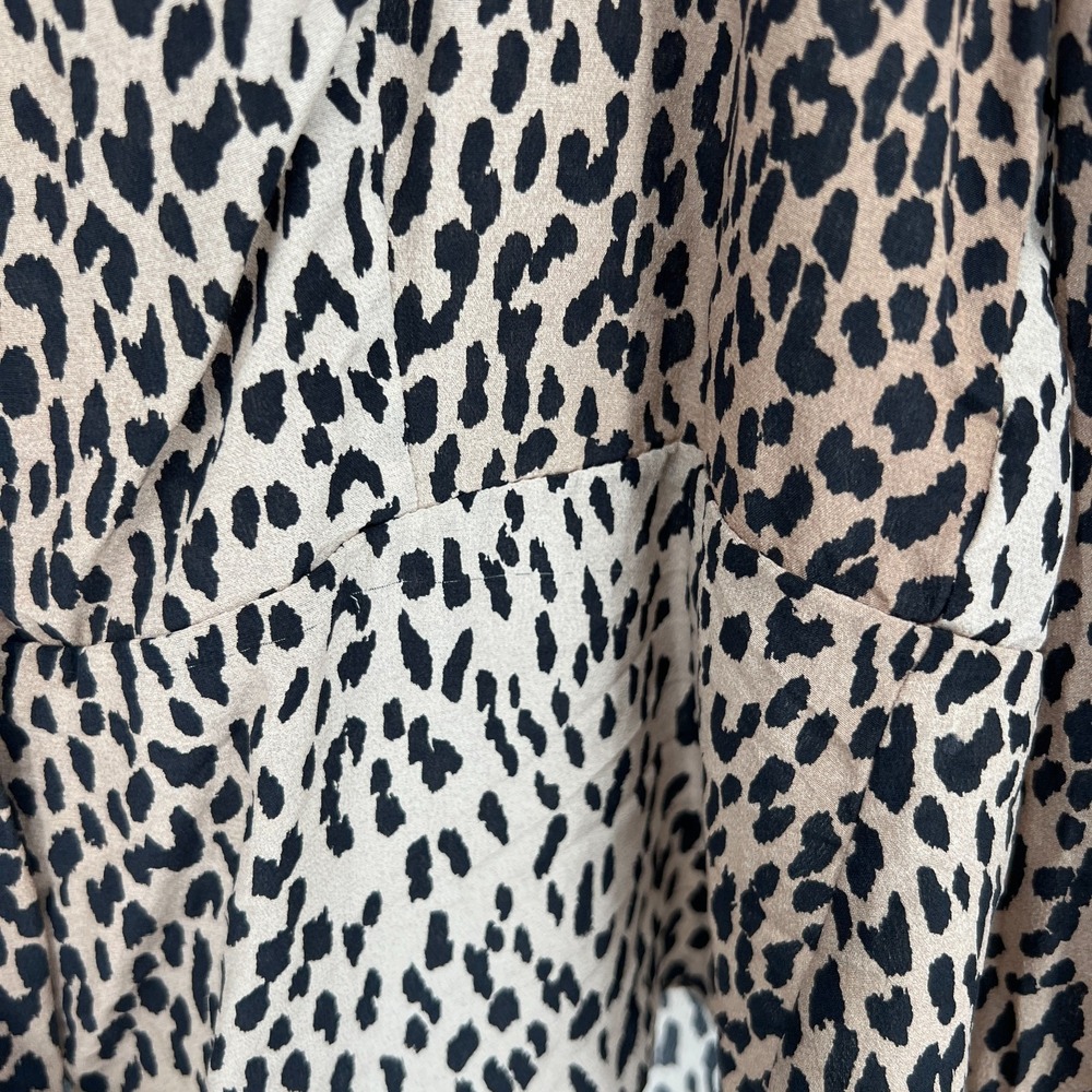 Frame Silk Animal Print Top Womens M Peplum Blouse Career Cheetah Leopard - Picture 7 of 9
